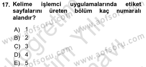 Dış Ticarette Bilgisayar Uygulamaları Dersi 2023 - 2024 Yılı (Vize) Ara Sınav Soruları 17. Soru