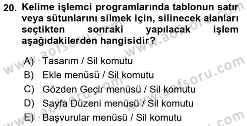Dış Ticarette Bilgisayar Uygulamaları Dersi 2023 - 2024 Yılı (Vize) Ara Sınav Soruları 20. Soru