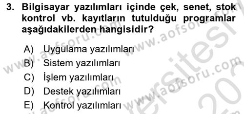 Dış Ticarette Bilgisayar Uygulamaları Dersi 2023 - 2024 Yılı (Vize) Ara Sınavı 3. Soru