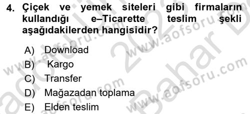 Dış Ticarette Bilgisayar Uygulamaları Dersi 2023 - 2024 Yılı (Vize) Ara Sınav Soruları 4. Soru