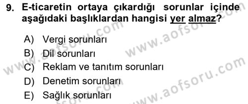 Dış Ticarette Bilgisayar Uygulamaları Dersi 2023 - 2024 Yılı (Vize) Ara Sınav Soruları 9. Soru