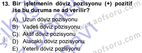 Dış Ticaretin Finansmanı ve Teşviki Dersi 2012 - 2013 Yılı (Final) Dönem Sonu Sınav Soruları 13. Soru