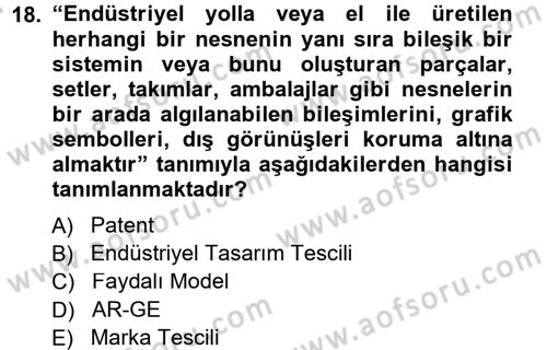 Dış Ticaretin Finansmanı ve Teşviki Dersi 2012 - 2013 Yılı (Final) Dönem Sonu Sınav Soruları 18. Soru