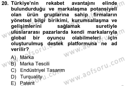 Dış Ticaretin Finansmanı ve Teşviki Dersi 2012 - 2013 Yılı (Final) Dönem Sonu Sınav Soruları 20. Soru