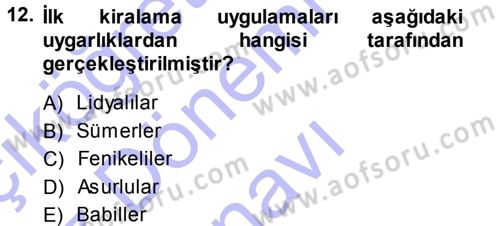 Dış Ticaretin Finansmanı ve Teşviki Dersi 2013 - 2014 Yılı (Final) Dönem Sonu Sınavı 12. Soru