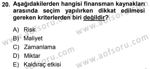Dış Ticaretin Finansmanı ve Teşviki Dersi Ara Sınavı Deneme Sınav Soruları 20. Soru