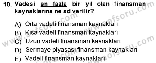 Dış Ticaretin Finansmanı ve Teşviki Dersi 2014 - 2015 Yılı Tek Ders Sınav Soruları 10. Soru