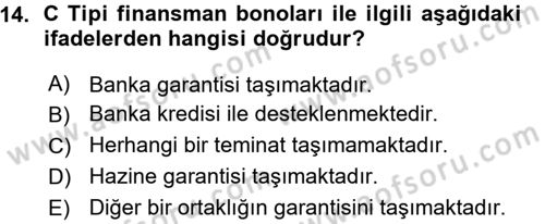 Dış Ticaretin Finansmanı ve Teşviki Dersi 2015 - 2016 Yılı (Vize) Ara Sınav Soruları 14. Soru