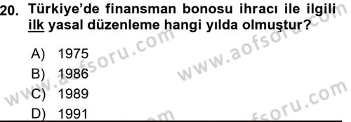 Dış Ticaretin Finansmanı ve Teşviki Dersi Ara Sınavı Deneme Sınav Soruları 20. Soru