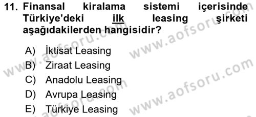 Dış Ticaretin Finansmanı ve Teşviki Dersi 2015 - 2016 Yılı (Final) Dönem Sonu Sınav Soruları 11. Soru