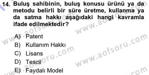 Dış Ticaretin Finansmanı ve Teşviki Dersi 2015 - 2016 Yılı (Final) Dönem Sonu Sınav Soruları 14. Soru