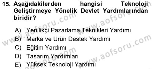 Dış Ticaretin Finansmanı ve Teşviki Dersi 2015 - 2016 Yılı (Final) Dönem Sonu Sınav Soruları 15. Soru
