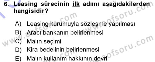 Dış Ticaretin Finansmanı ve Teşviki Dersi 2015 - 2016 Yılı (Final) Dönem Sonu Sınav Soruları 6. Soru