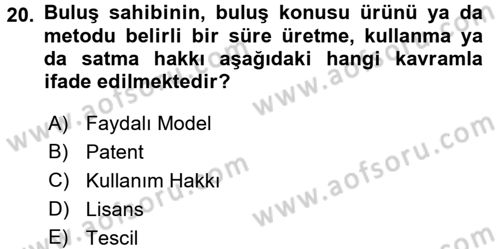 Dış Ticaretin Finansmanı ve Teşviki Dersi 2015 - 2016 Yılı Tek Ders Sınav Soruları 20. Soru