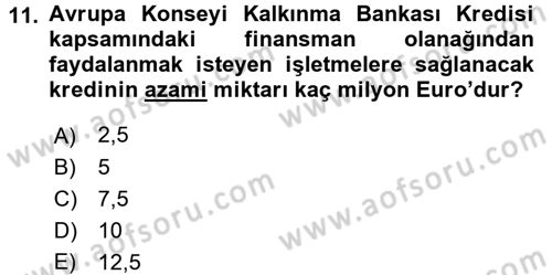 Dış Ticaretin Finansmanı ve Teşviki Dersi 2016 - 2017 Yılı 3 Ders Sınav Soruları 11. Soru