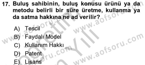 Dış Ticaretin Finansmanı ve Teşviki Dersi 2016 - 2017 Yılı 3 Ders Sınav Soruları 17. Soru