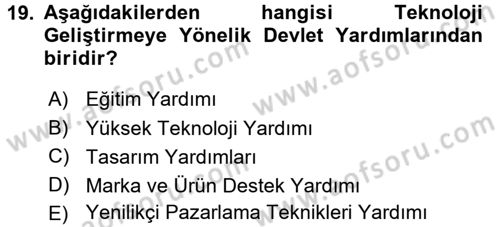 Dış Ticaretin Finansmanı ve Teşviki Dersi 2016 - 2017 Yılı 3 Ders Sınav Soruları 19. Soru
