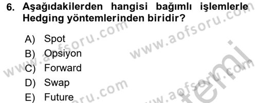 Dış Ticaretin Finansmanı ve Teşviki Dersi 2016 - 2017 Yılı 3 Ders Sınav Soruları 6. Soru