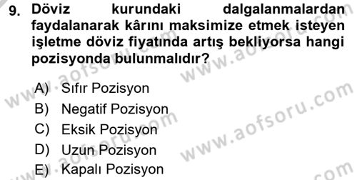 Dış Ticaretin Finansmanı ve Teşviki Dersi 2016 - 2017 Yılı 3 Ders Sınav Soruları 9. Soru