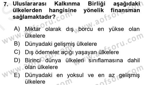 Dış Ticaretin Finansmanı ve Teşviki Dersi 2016 - 2017 Yılı (Final) Dönem Sonu Sınav Soruları 7. Soru