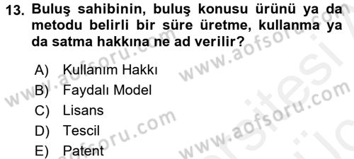 Dış Ticaretin Finansmanı ve Teşviki Dersi 2017 - 2018 Yılı 3 Ders Sınav Soruları 13. Soru