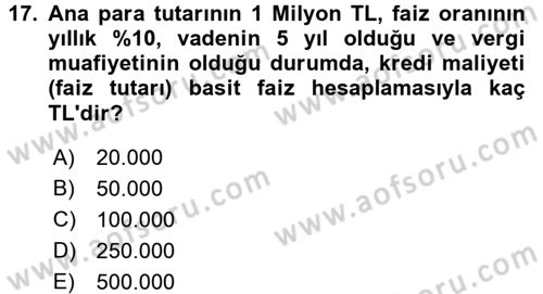Dış Ticaretin Finansmanı ve Teşviki Dersi 2017 - 2018 Yılı (Vize) Ara Sınav Soruları 17. Soru