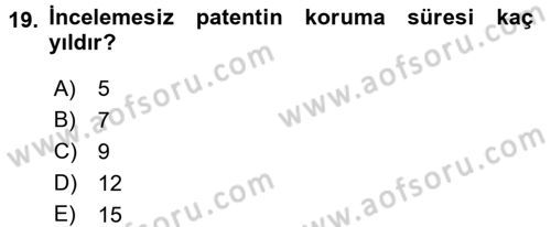 Dış Ticaretin Finansmanı ve Teşviki Dersi 2017 - 2018 Yılı (Final) Dönem Sonu Sınav Soruları 19. Soru