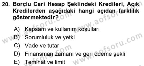 Dış Ticaretin Finansmanı ve Teşviki Dersi 2019 - 2020 Yılı (Vize) Ara Sınavı 20. Soru