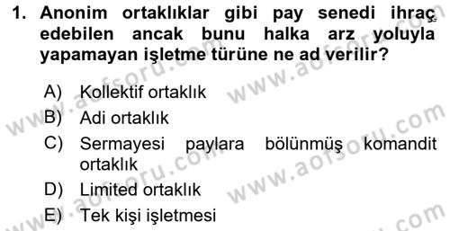 Dış Ticaretin Finansmanı ve Teşviki Dersi 2020 - 2021 Yılı Yaz Okulu Sınav Soruları 1. Soru