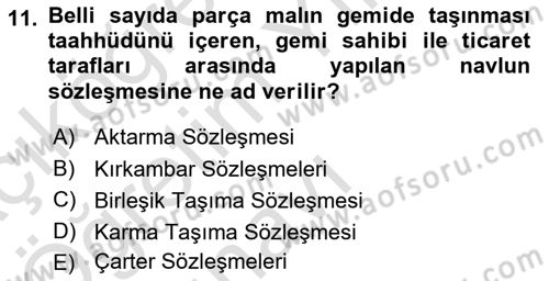 Dış Ticaretin Finansmanı ve Teşviki Dersi 2020 - 2021 Yılı Yaz Okulu Sınav Soruları 11. Soru
