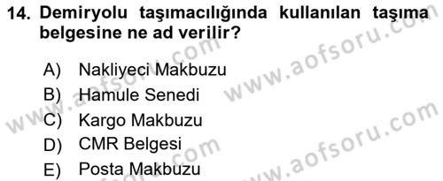 Dış Ticaretin Finansmanı ve Teşviki Dersi 2020 - 2021 Yılı Yaz Okulu Sınav Soruları 14. Soru