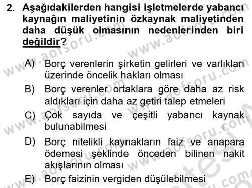 Dış Ticaretin Finansmanı ve Teşviki Dersi Ara Sınavı Deneme Sınav Soruları 2. Soru