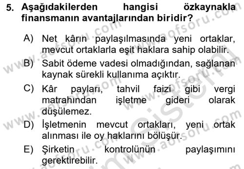 Dış Ticaretin Finansmanı ve Teşviki Dersi Ara Sınavı Deneme Sınav Soruları 5. Soru