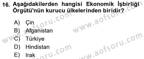 Dış Ticaretin Finansmanı ve Teşviki Dersi 2021 - 2022 Yılı (Final) Dönem Sonu Sınav Soruları 16. Soru