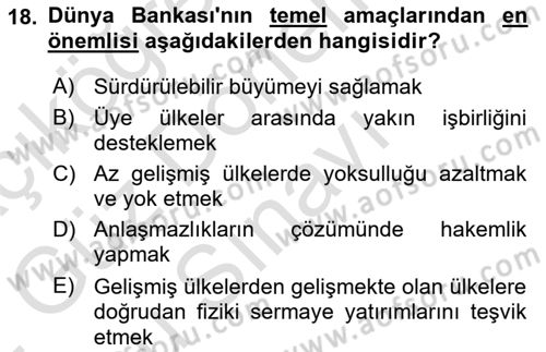 Dış Ticaretin Finansmanı ve Teşviki Dersi 2021 - 2022 Yılı (Final) Dönem Sonu Sınav Soruları 18. Soru