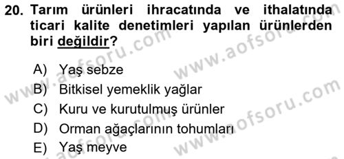 Dış Ticaretin Finansmanı ve Teşviki Dersi 2021 - 2022 Yılı (Final) Dönem Sonu Sınav Soruları 20. Soru