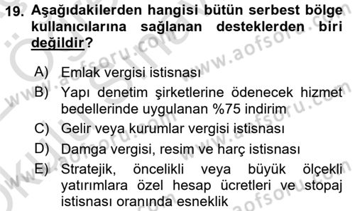 Dış Ticaretin Finansmanı ve Teşviki Dersi 2021 - 2022 Yılı Yaz Okulu Sınav Soruları 19. Soru