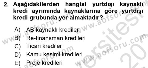 Dış Ticaretin Finansmanı ve Teşviki Dersi 2022 - 2023 Yılı Yaz Okulu Sınav Soruları 2. Soru