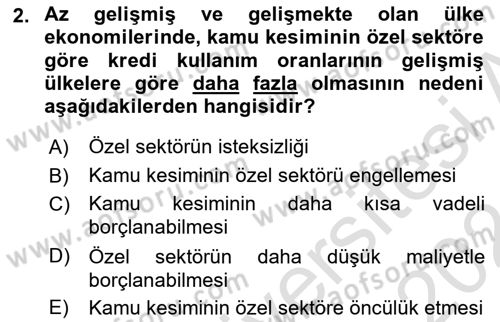 Dış Ticaretin Finansmanı ve Teşviki Dersi 2023 - 2024 Yılı (Vize) Ara Sınav Soruları 2. Soru