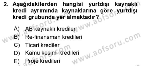 Dış Ticaretin Finansmanı ve Teşviki Dersi 2023 - 2024 Yılı Yaz Okulu Sınav Soruları 2. Soru