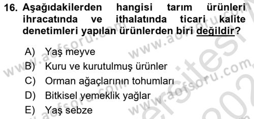 Dış Ticaretin Finansmanı ve Teşviki Dersi 2024 - 2025 Yılı (Final) Dönem Sonu Sınav Soruları 16. Soru