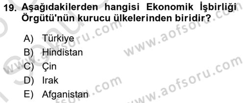 Dış Ticaretin Finansmanı ve Teşviki Dersi 2024 - 2025 Yılı (Final) Dönem Sonu Sınav Soruları 19. Soru