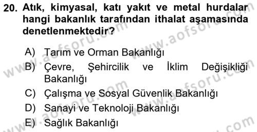 Dış Ticaretin Finansmanı ve Teşviki Dersi 2024 - 2025 Yılı Yaz Okulu Sınav Soruları 20. Soru