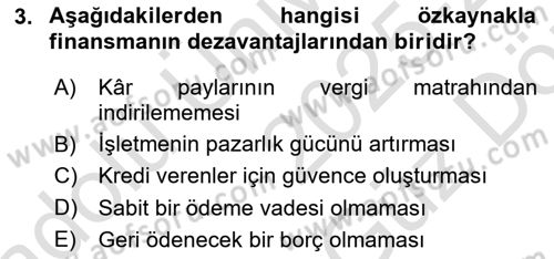 Dış Ticaretin Finansmanı ve Teşviki Dersi 2025 - 2026 Yılı (Vize) Ara Sınav Soruları 3. Soru