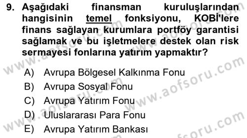 Dış Ticaretin Finansmanı ve Teşviki Dersi 2025 - 2026 Yılı (Vize) Ara Sınav Soruları 9. Soru