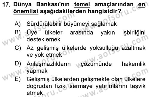 Dış Ticaretin Finansmanı ve Teşviki Dersi 2025 - 2026 Yılı (Final) Dönem Sonu Sınav Soruları 17. Soru