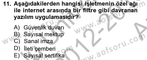 Elektronik Ticaret Dersi 2012 - 2013 Yılı (Vize) Ara Sınav Soruları 11. Soru