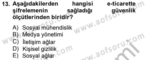 Elektronik Ticaret Dersi 2012 - 2013 Yılı (Vize) Ara Sınav Soruları 13. Soru