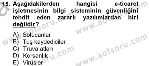 Elektronik Ticaret Dersi 2012 - 2013 Yılı (Vize) Ara Sınav Soruları 15. Soru