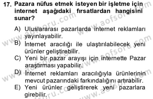 Elektronik Ticaret Dersi 2012 - 2013 Yılı (Vize) Ara Sınav Soruları 17. Soru